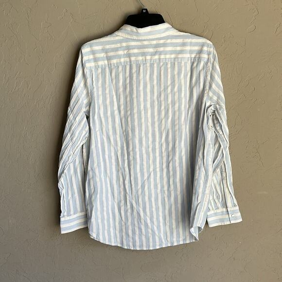 Karl Lagerfeld blue and‎ cream button down stripe blouse - Picture 5 of 5